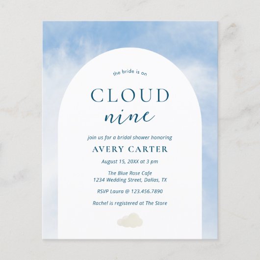 Budget op Cloud Nine Bridal Shower Uitnodiging Flyer (Voorkant)
