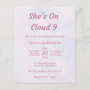 Budget op Cloud Nine Bridal Shower Uitnodiging Flyer