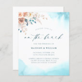 Budget Op Het Strand Blauwe Huwelijksuitnodiging (Voorkant / Achterkant)