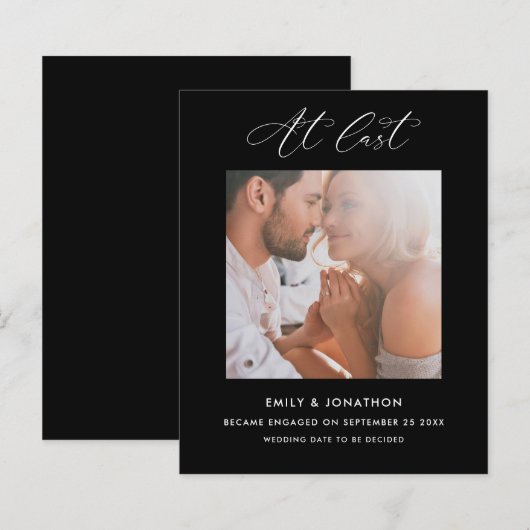 Budget op laatste kalligrafie Foto Verloving Black (Voorkant / Achterkant)