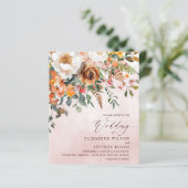 Budget Orange Floral Fall Wedding Invitation (Staand voorkant)