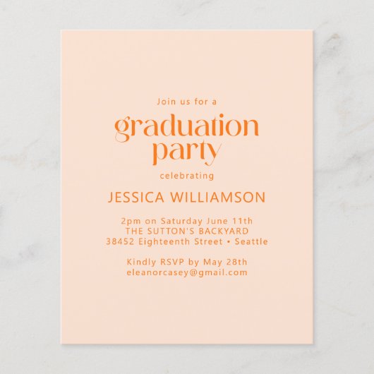 Budget Oranje Blush Photo Gradution Party nodigt u (Voorkant)