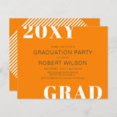 Budget Oranje Bold Graduparty Uitnodiging (Voorkant / Achterkant)