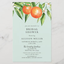 Budget Oranje Citrus Bridal Shower Invitation