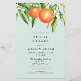 Budget Oranje Citrus Bridal Shower Invitation