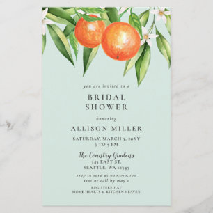 Budget Oranje Citrus Bridal Shower Invitation