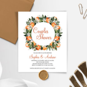 Budget Oranje Floral Couples Shower Invitation