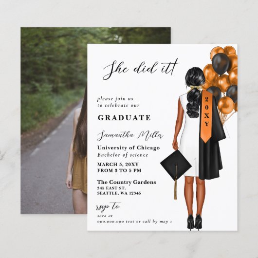 Budget Oranje foto Ze deed het Afstuderen (Voorkant / Achterkant)