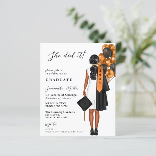 Budget Oranje foto Ze deed het Afstuderen (Staand voorkant)