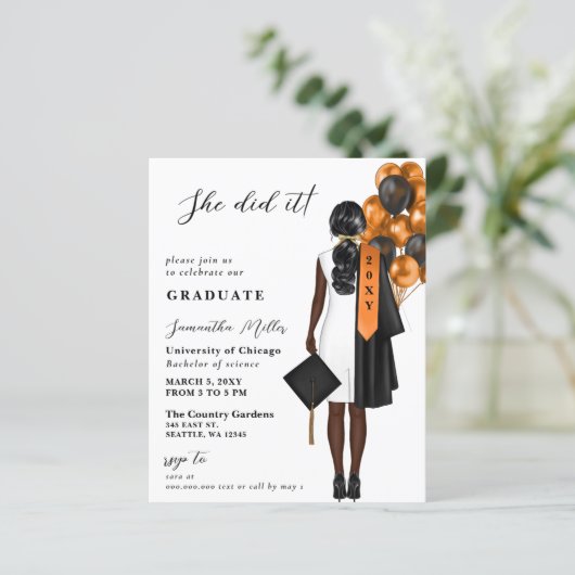 Budget Oranje foto Ze deed het Afstuderen (Staand voorkant)