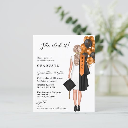 Budget Oranje foto Ze deed het Afstuderen (Staand voorkant)