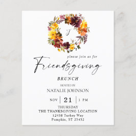 Budget Oranje & Geel Bloemige Friendsgiving Krans Flyer