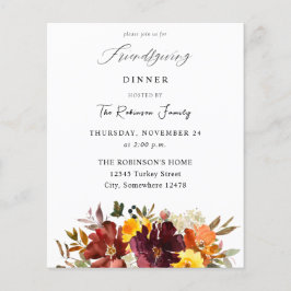 Budget Oranje & Geel Gold Floral Friendsgiving Flyer