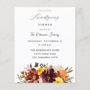 Budget Oranje & Geel Gold Floral Friendsgiving Flyer
