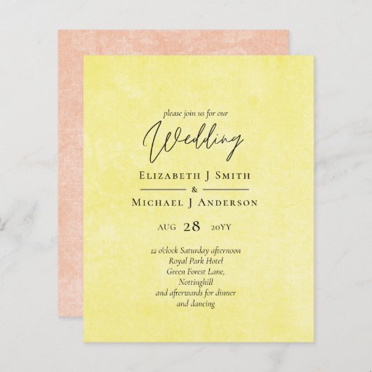 BUDGET Oranje Geel Script Trouwdag (Voorkant / Achterkant)