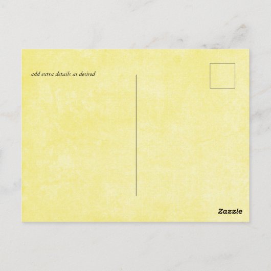 BUDGET Oranje Geel Script Trouwdag Briefkaart (Achterkant)