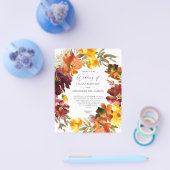 Budget Oranje & Gele Herfst Floral Wedding Flyer (Enkel)