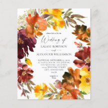 Budget Oranje & Gele Herfst Floral Wedding Flyer