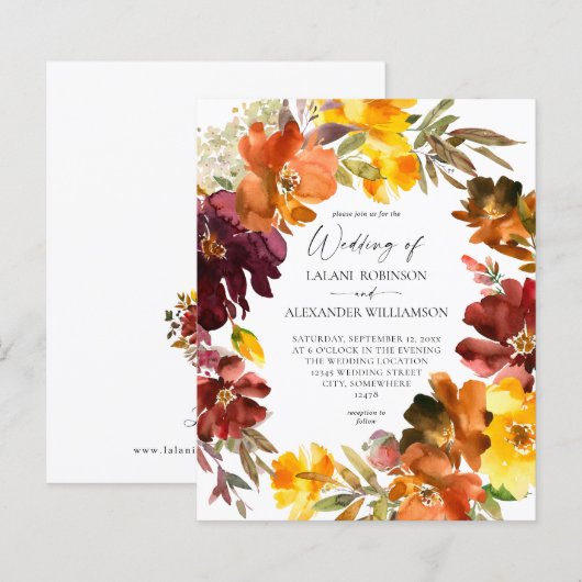 Budget Oranje & Gellow Gold Herfst Floral Wedding (Voorkant / Achterkant)