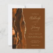Budget Oranje Gold Brown Agate Wedding Invite (Voorkant)