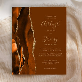 Budget Oranje Gold Brown Agate Wedding Invite