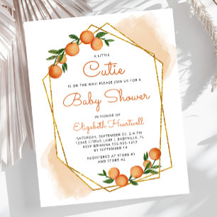 Budget Oranje Klein Schatje Baby Shower Uitnodigin