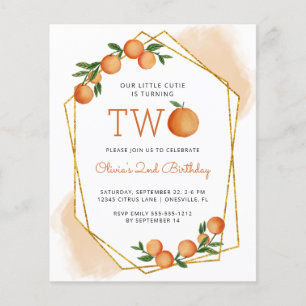 Budget Oranje Kleine Liefje 2e Verjaardagsuitnodig Flyer