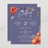 BUDGET Oranje Lavender Floral Wedding Invite (Voorkant / Achterkant)