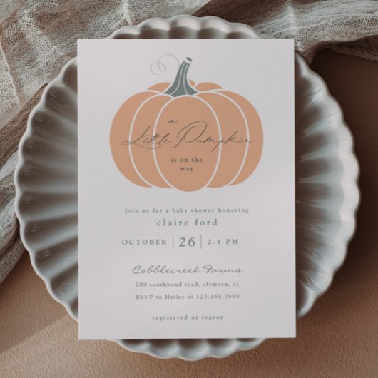 Budget Oranje Pompoen Herfst Baby shower Invitatio
