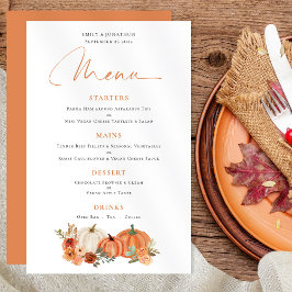 Budget Oranje Pumpkins Herfst Florals Wedding Menu