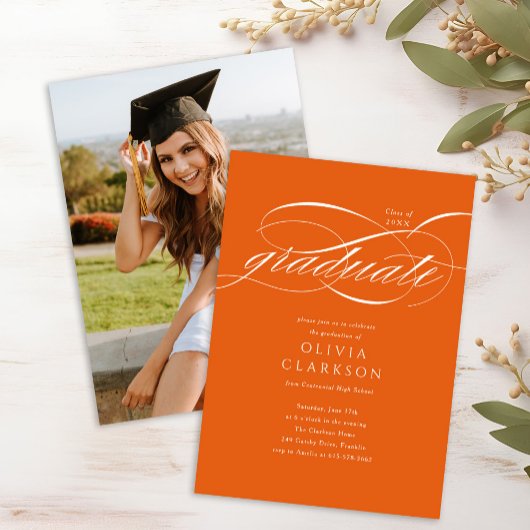 Budget Oranje Script Foto Afstudeerfeest Kaart