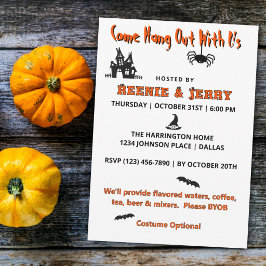 Budget Oranje & Zwarte Halloween Uitnodiging
