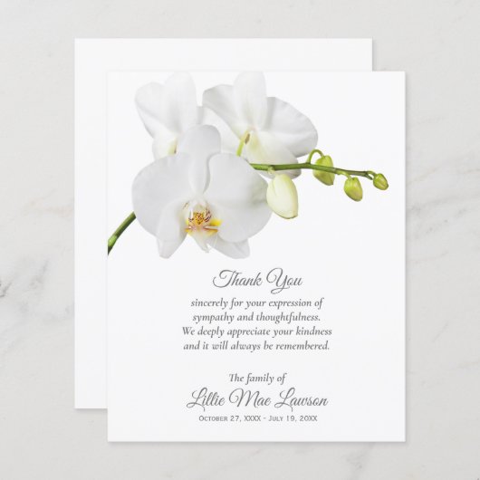 Budget Orchidee Dankbetuiging Rouwkaart Herdenking (Voorkant / Achterkant)