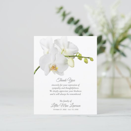 Budget Orchidee Dankbetuiging Rouwkaart Herdenking (Staand voorkant)