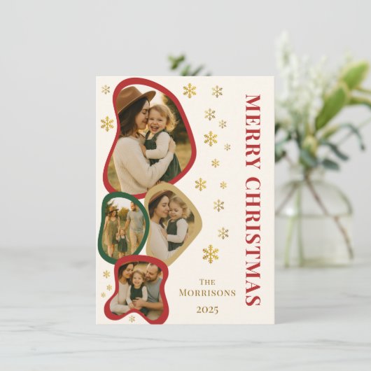 Budget Organic Frame Merry Christmas Photo Card Kaart (Staand voorkant)