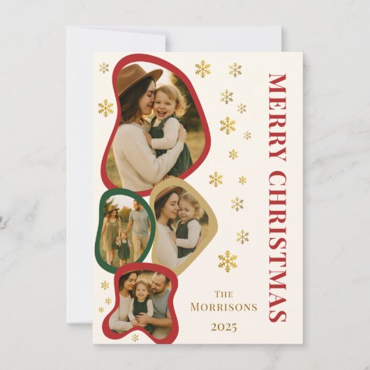 Budget Organic Frame Merry Christmas Photo Card Kaart (Voorkant)
