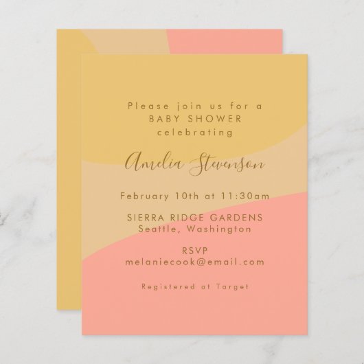 Budget Organic Shapes Pastel Baby shower Invite (Voorkant / Achterkant)