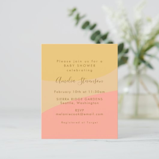 Budget Organic Shapes Pastel Baby shower Invite (Staand voorkant)