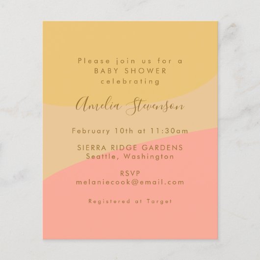 Budget Organic Shapes Pastel Baby shower Invite (Voorkant)