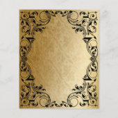 Budget ornamental Black Gold Weduwen Uitnodiging (Achterkant)