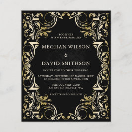 Budget ornamental Black Gold Weduwen Uitnodiging