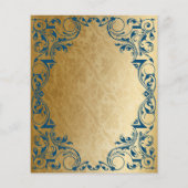 Budget Ornamental Blue Gold Weduwation Uitnodiging (Achterkant)