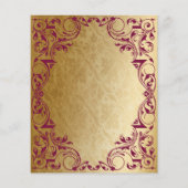 Budget Ornamental Pink Gold Weduwen Uitnodiging (Achterkant)