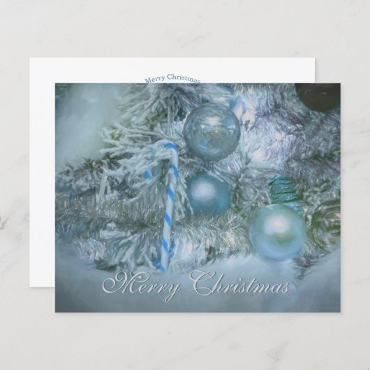 Budget Ornamenten Merry Kerstblauw Blauwgroen fees (Voorkant / Achterkant)