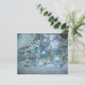 Budget Ornamenten Merry Kerstblauw Blauwgroen fees (Staand voorkant)