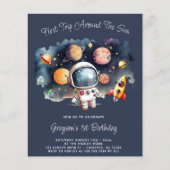 Budget Outerspace Planets 1e verjaardag uitnodigin (Voorkant)