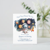 Budget Outerspace Planets Boy Verjaardag Uitnodigi (Staand voorkant)
