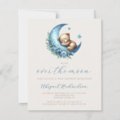 Budget Over de Maan Beer Blauw QR Code Baby Shower (Voorkant)