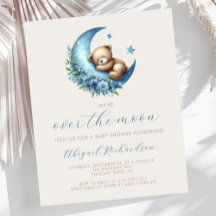 Budget Over de Maan Teddybeer Blauwe Baby Shower