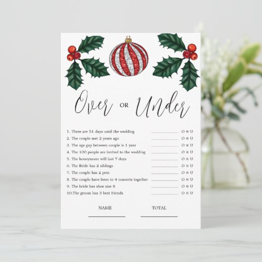 Budget Over of Onder Kerst Bruids Spel Kaart (Staand voorkant)